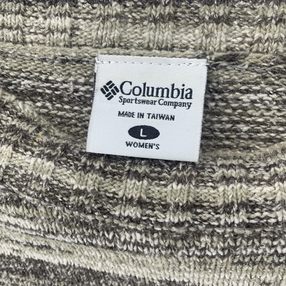 Women's Columbia Sweater Earth Tone Striped Size Large Side Slit Accent - Picture 2 of 9